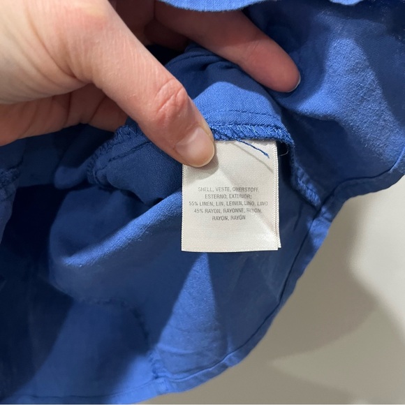 Anthropologie Maeve Berea Button Down Top Tank Size 8 Blue Linen Rayon - Picture 8 of 11